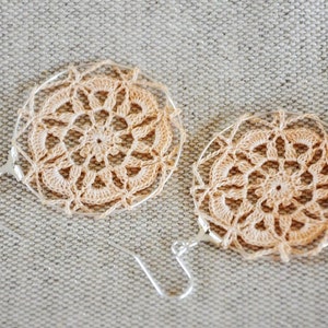 Delicate Lacy Earrings Tea Stained image 5