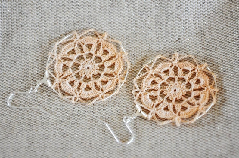 Delicate Lacy Earrings Tea Stained image 5