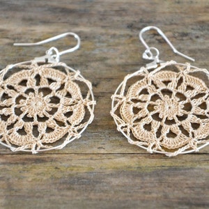 Delicate Lacy Earrings Tea Stained image 1