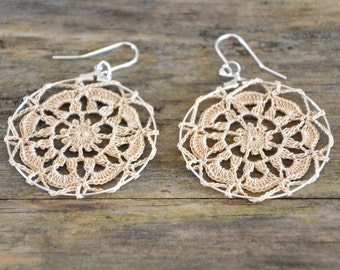 Delicate Lacy Earrings - Tea Stained