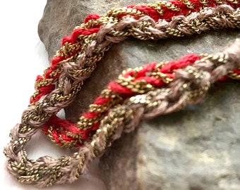 Crochet Silk and Brass Bracelet