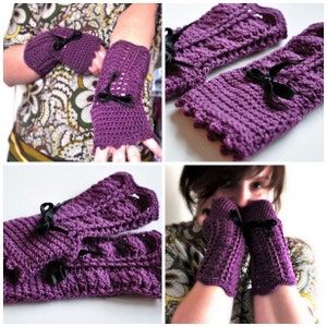 PATTERN ONLY PDF File romantic fingerless mittens, accessories, fingerless gloves, winter, how to make image 3