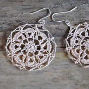 Delicate Lacy Earrings Tea Stained image 3