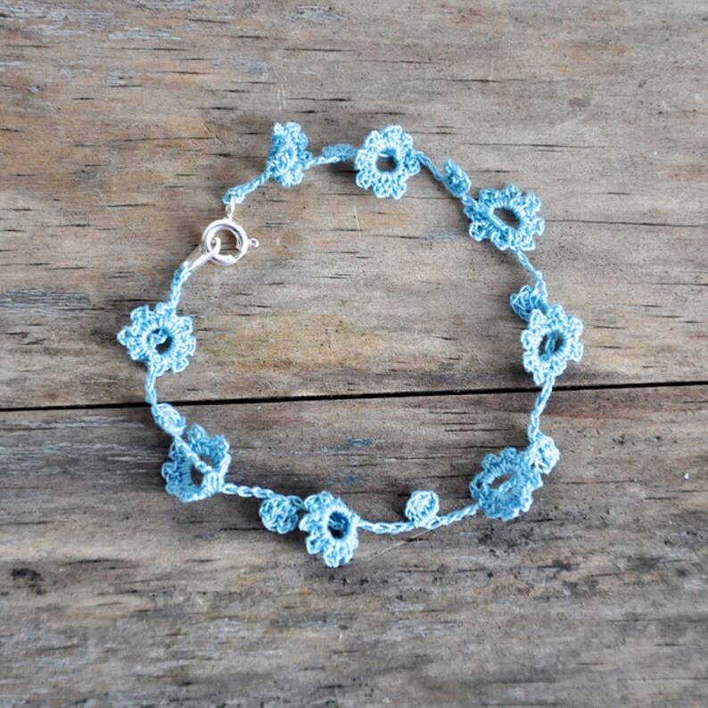 Delicate Crochet Flower Daisy Chain Bracelet Etsy