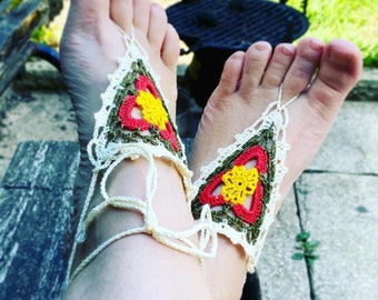 PATTERN ONLY (PDF File) -  barefoot crochet sandals, soleless, beach, accessories, how to make, colourful