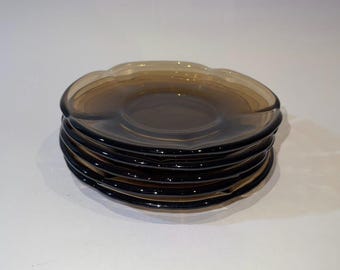 5 Platos Duralex Vintage Vidrio Gris Ahumado - ø 13 cm / 5.11 in - Prodotto in Spagna Platos Pequeños Pan Postre Cristal Vajilla Retro Española