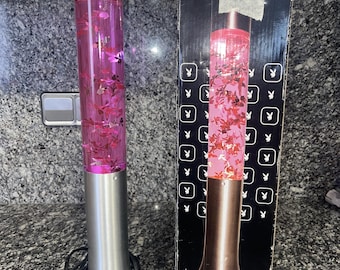 Lámpara de Lava Glitter Playboy 2003 Vintage | Purpurina Conejos Rosa Retro Y2K Colección Iluminación Original Caja