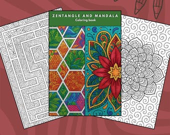 Zentangle Mandala Coloring Book | 40 Abstract Designs (Printable PDF)