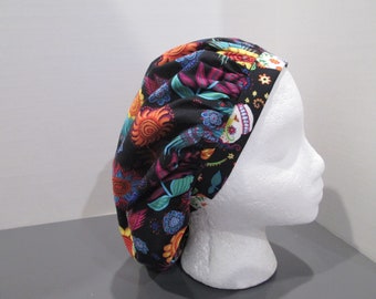 Southwestern Florals with Coordinating Sugar Skulls Bouffant Surgical Scrub Cap