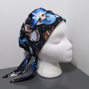 Space Cats on Black 2 in 1 Chemo/Pixie Surgical Scrub Cap