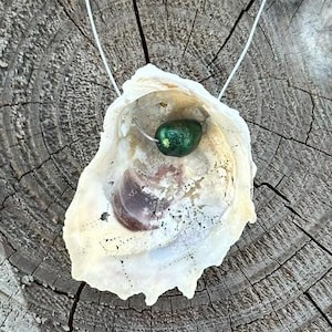 Natural Oyster Shell Necklace Handmade Real Shell Pendant Oyster Shell on Stainless Steel Wire Coastal Gift for Her Beach Bridal Gift