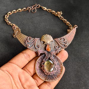Golden Beryl Necklace Copper Wire Wrapped • Handmade Gem Jewelry • Adjustable Boho Pendant • Gift for Her • Crystal Healing Necklace image 1
