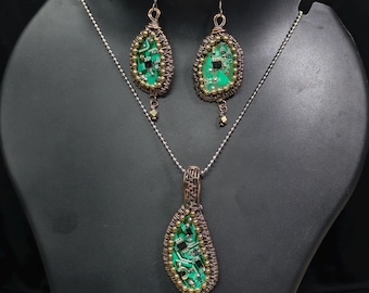 Cyberpunk Circuit Board Pendant & Dangle Earrings Set, Tech Jewelry, Futuristic Jewelry, Geek Gift, Sci-Fi Jewelry, Gamer Jewelry Set