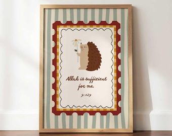 Allah Art Decor, Islamic Wall Art, Pastel Boho Nursery Prints, Muslim Baby Gift