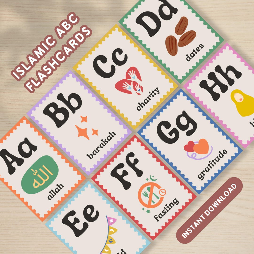 Islamic ABC Flashcards - A to Z Muslim Alphabet Printable Cards ...