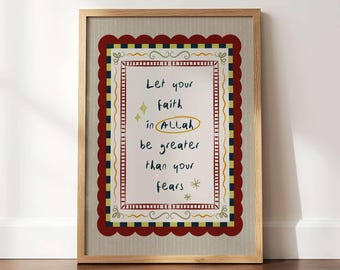 Faith in Allah Islamic Wall Art, Vintage Boho Nursery Print, Muslim Nursery Decor
