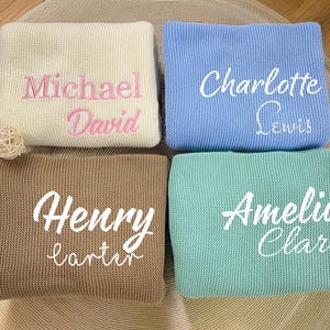 Personalized Baby Blanket | Soft Cotton Knit |Newborn Blanket| Custom Baby Name Blanket | Baby Shower Gift  | Keepsake Gift for Baby
