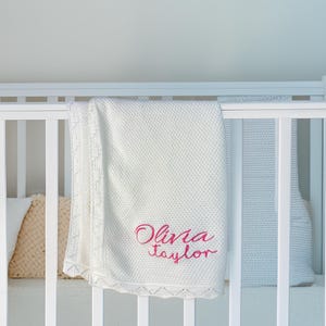 Personalized Wildflower Baby Blanket with Custom Name. Newborn Girl Nursery Decor, Swaddle, Hospital Blanket—lovely baby gift.