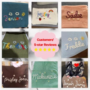 Custom Embroidered Baby Name Blanket - Personalised Newborn Gift for Baby Announcement & Baby Shower | Unique Baby Gift image 11