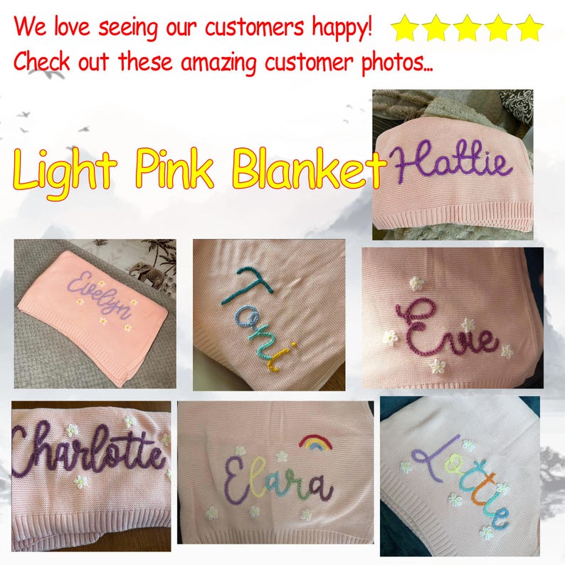 Custom Embroidered Baby Name Blanket - Personalised Newborn Gift for Baby Announcement & Baby Shower | Unique Baby Gift image 13