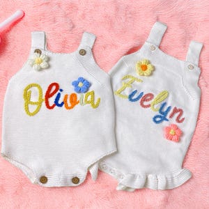 Custom Embroidered Baby Name Romper, Baby Summer Outfitt, First Birthday Gift, Personalized Baby Girl/Boy Romper, Baby Birthday Outfi