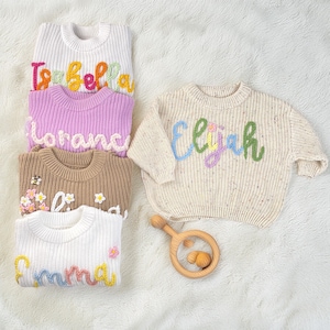 Custom Name Baby Sweaters | Personalized Hand Embroidered Name Baby Sweaters | Unique Baby Sweater | Baby Boy Name Sweater |Baby shower gift