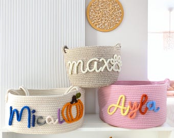 Personalized Baby Basket, Handmade Baby Gift Basket, Baby Shower Gift,Newborn Gift,Rope Cotton Baby Basket,Custom Nursery Gift,Easter Basket