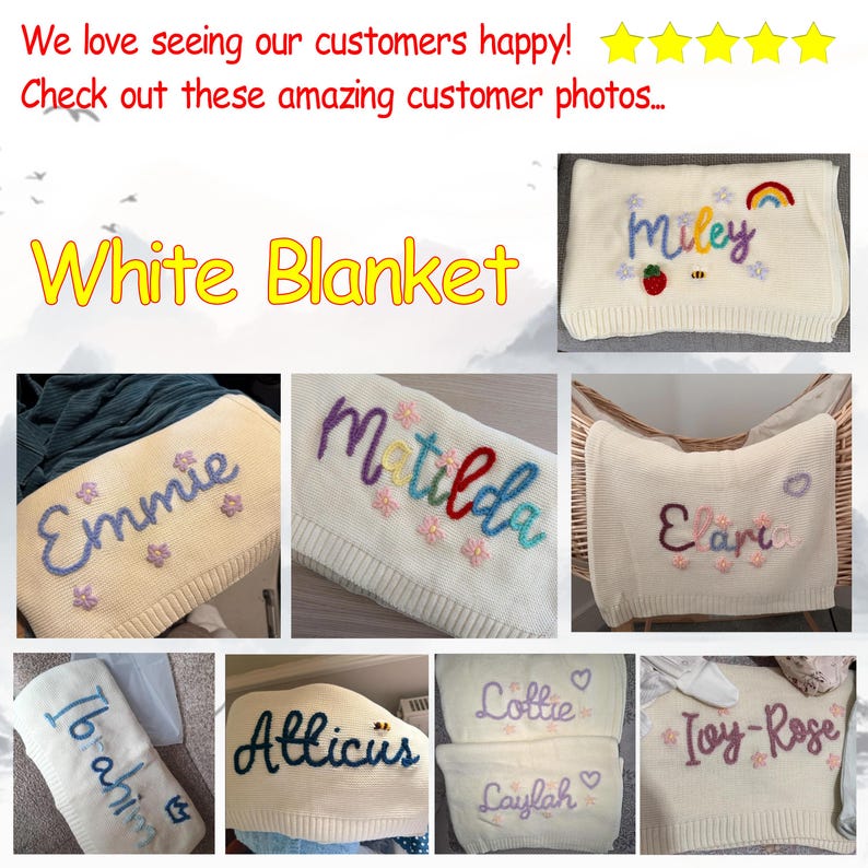 Custom Embroidered Baby Name Blanket - Personalised Newborn Gift for Baby Announcement & Baby Shower | Unique Baby Gift image 2
