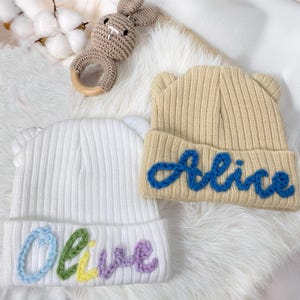 Custom Knit Baby Bear Hats, Fuzzy Newborn Bonnet, Infant Bear Ear Hat, Soft Hospital Hat, Unique Baby Shower Gift