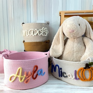Personalized Handmade Basket • Easter Basket • Baby Gift • Baby Shower Gift • Baby Basket •Knitting Craft • Toy Organizer,Storage Basket.
