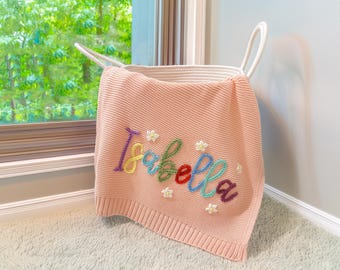 Coperta personalizzata con nome ricamato per neonati - Regalo personalizzato per annuncio nascita e baby shower / Regalo unico per neonati