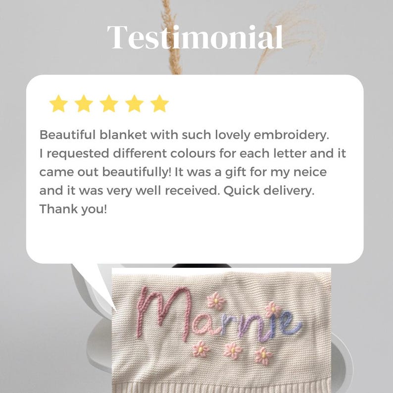 Custom Embroidered Baby Name Blanket - Personalised Newborn Gift for Baby Announcement & Baby Shower | Unique Baby Gift image 12