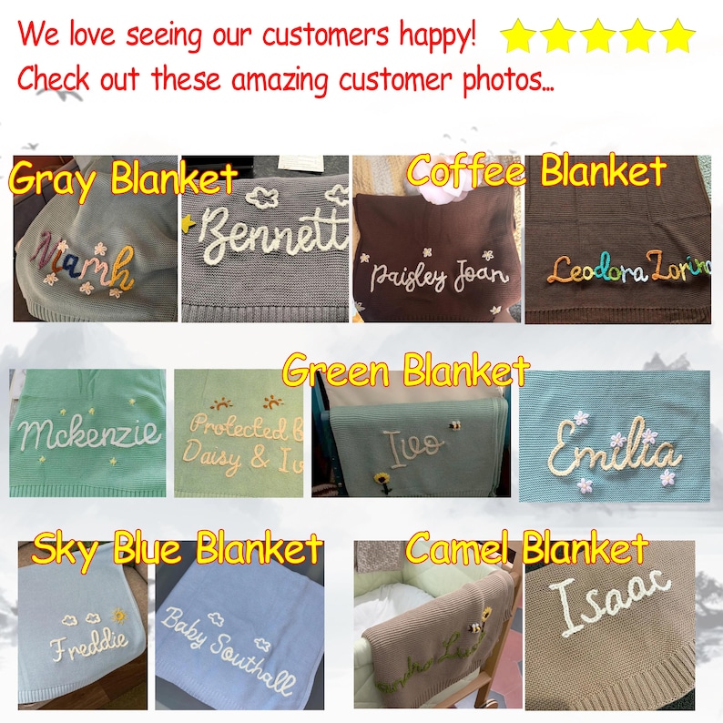 Custom Embroidered Baby Name Blanket - Personalised Newborn Gift for Baby Announcement & Baby Shower | Unique Baby Gift image 15