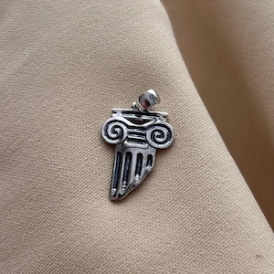 Ancient Greek Column Pendant- Handmade Ionic Pillar Amulet- Sterling Silver 925- Historical Jewelry