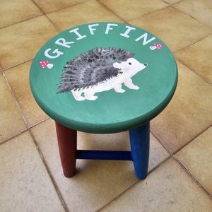Handpainted, customised children&#39;s stool. Choose any name, character and colours. Anything is possible! 100% personalised.