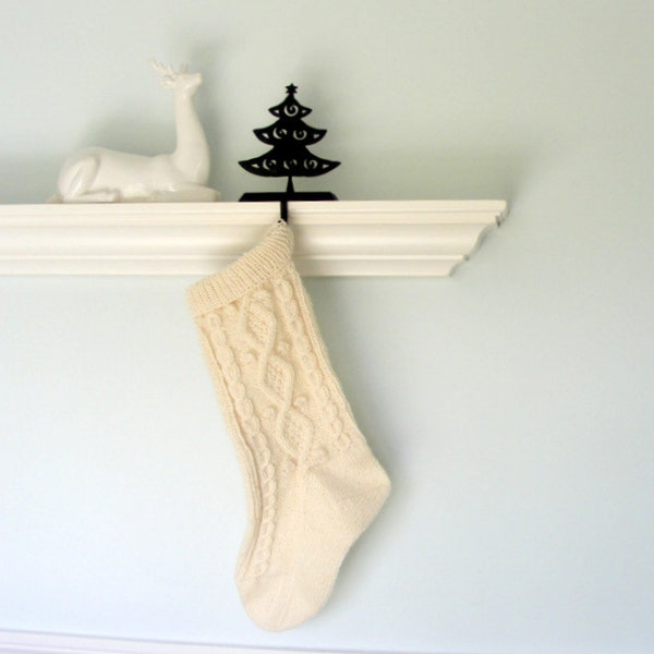 Irish style Christmas stocking, hand knitted Christmas stocking, wool christmas stocking