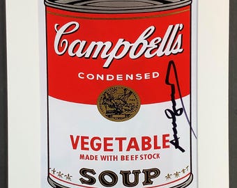 Lattina di zuppa Campbell – Andy Warhol – Opera firmata a mano e pronta per essere incorniciata (passepartout 28 x 35,5 cm)