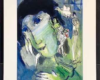 The Poet - Marc Chagall – Hand Signed Frame Ready Art (11x14 Inch Mat)