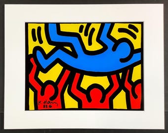Kunstdruck ohne Titel von 1987 - Keith Haring