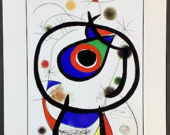 Galathee – ジョアン・ミロ – 直筆サイン入り – 額装済みアート作品（11 x 14インチマット）