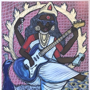 Saraswati Playing Guitar - Limited Edition Art Print