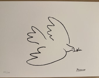 ピカソ作「鳩」1969年初版リトグラフ ピカソ作「鳩」｜1969年初版リトグラフ｜書籍の挿絵｜ギフトにも最適