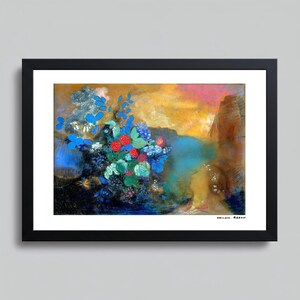 Odilon Redon Ofelia tra i fiori Stampa artistica / Scena floreale simbolista / Decorazione letteraria da sogno / Capolavoro poetico