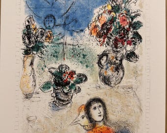 マルク・シャガール「恋人たち」 - オリジナルリトグラフ - サイン入り