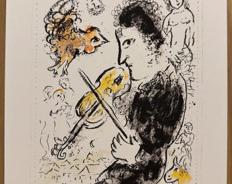 マルク・シャガール「花束を持った恋人たち」 - オリジナルリトグラフ