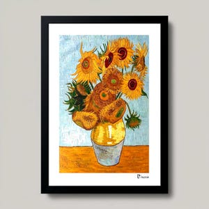 Stampa artistica dei girasoli di Vincent van Gogh / Iconico floreale post-impressionista / Decorazione gialla vibrante / Classica natura morta