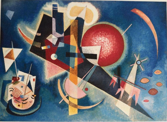 エミリー・カンディンスキー リトグラフ ワシリー・カンディンスキー「In The Blue」限定版リトグラフ、サイン