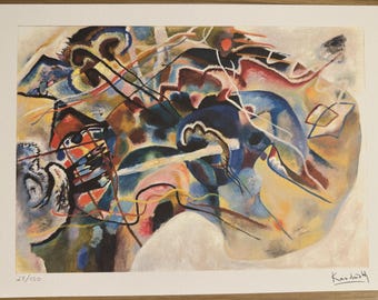 Kandinsky 'Malerei mit weißem Rand' Signierte & Handnummerierte Lithographie Limitierte Auflage | Modernistische Wandkunst