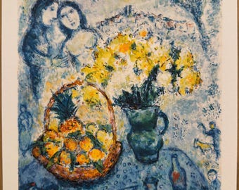 マルク・シャガール「花束を持った恋人たち」 - オリジナルリトグラフ