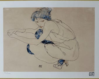 Egon Schiele Litografi, Begränsad upplaga, Signerad och numrerad